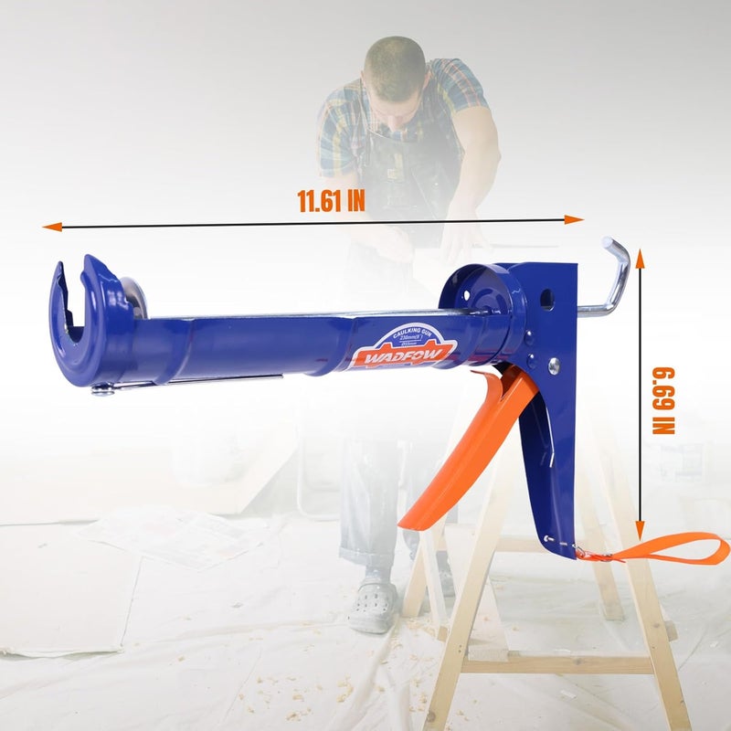 WADFOW Caulking Gun, No Drip Caulk Gun,9" Drip Free Hand Caulking Gun with Comfort Grip,Smooth Round Rod for 10oz Caulk Tubes,WCG2309D,Blue - Image 2